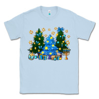 Dusty Blue Hannukah Christmas trees Classic Tee - NancyCooperArtShop