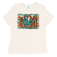 Bone cactus cowhide serape Ladies Tee - AdoDesignShop