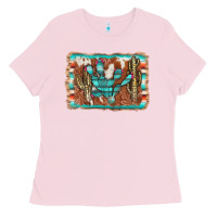 Bubblegum Pink cactus cowhide serape Ladies Tee - AdoDesignShop