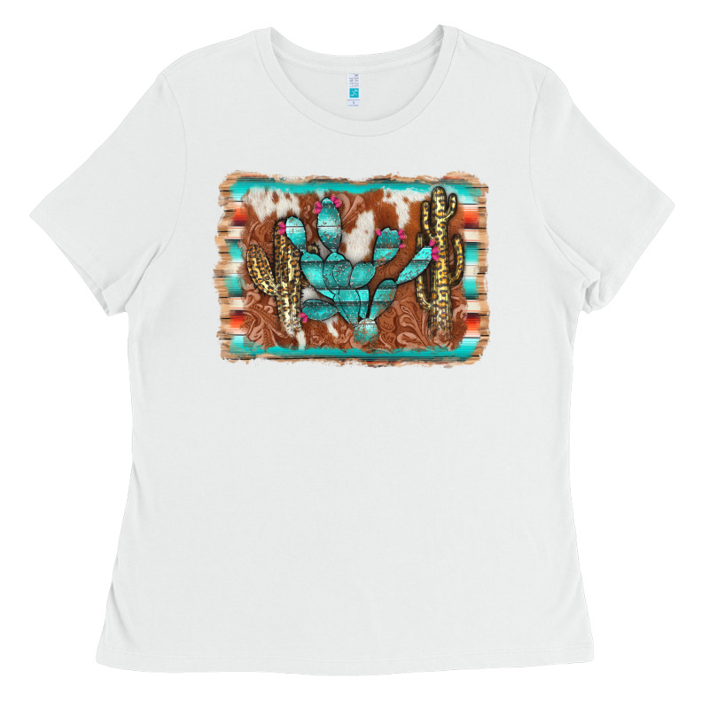 Cactus Cowhide Serape Ladies Tee by AdoDesignShop | Teevron
