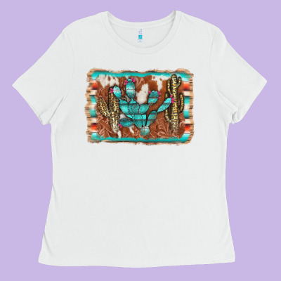 Cactus Cowhide Serape Ladies Tee Designed By Adodesignshop