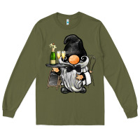Army Green waiter gnome Long Sleeve Tee - BarkalooDesign