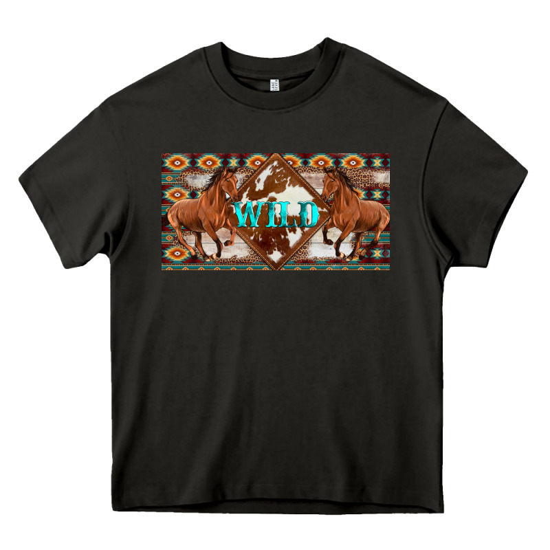 Aztec Horses And Wild With Cowhide License Plate Template Heavy Core Tee by Artiststas | Teevron