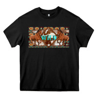Black aztec horses and wild with cowhide license plate template Heavy Core Tee - Artiststas
