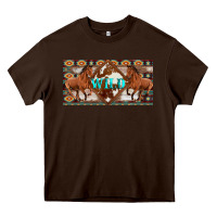 Chocolate Brown aztec horses and wild with cowhide license plate template Heavy Core Tee - Artiststas