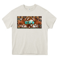 Cream aztec horses and wild with cowhide license plate template Heavy Core Tee - Artiststas