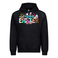 Black Happy Easter Bunny Urban Hoodie - CowhideDigitalArt