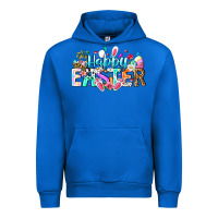Cobalt Happy Easter Bunny Urban Hoodie - CowhideDigitalArt