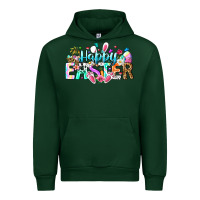 Forest Green Happy Easter Bunny Urban Hoodie - CowhideDigitalArt