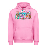 Fuchsia Pink Happy Easter Bunny Urban Hoodie - CowhideDigitalArt