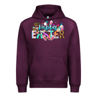 Mauve Wine Happy Easter Bunny Urban Hoodie - CowhideDigitalArt