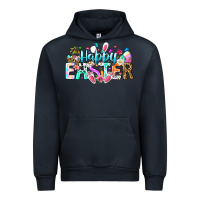 Navy Happy Easter Bunny Urban Hoodie - CowhideDigitalArt