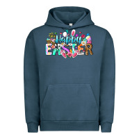Pigment Midnight Navy Happy Easter Bunny Urban Hoodie - CowhideDigitalArt