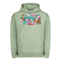 Pigment Oil Green Happy Easter Bunny Urban Hoodie - CowhideDigitalArt