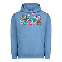Pigment Pebble Blue Happy Easter Bunny Urban Hoodie - CowhideDigitalArt