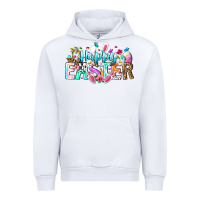 White Happy Easter Bunny Urban Hoodie - CowhideDigitalArt