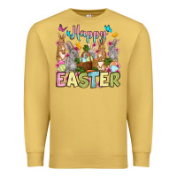 Antique Gold Happy Easter bunnys Premium Sweatshirt - OliviaCreatesArt
