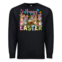 Black Happy Easter bunnys Premium Sweatshirt - OliviaCreatesArt