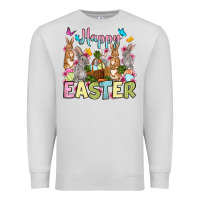Dove Grey Happy Easter bunnys Premium Sweatshirt - OliviaCreatesArt
