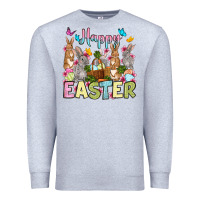 Heather Grey Happy Easter bunnys Premium Sweatshirt - OliviaCreatesArt
