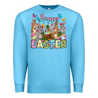 Ocean Blue Happy Easter bunnys Premium Sweatshirt - OliviaCreatesArt