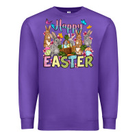 Purple Happy Easter bunnys Premium Sweatshirt - OliviaCreatesArt