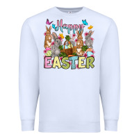 White Happy Easter bunnys Premium Sweatshirt - OliviaCreatesArt