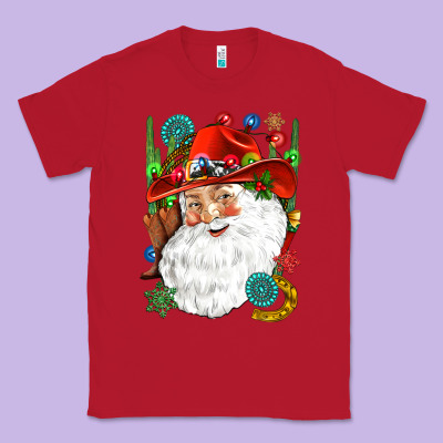 Cowboy Santa Classic Tee Designed By Nancycooperartshop