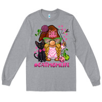 Heather Grey cat mom  life gnome Long Sleeve Tee - BarkalooDesign