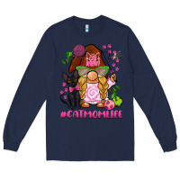 Navy cat mom  life gnome Long Sleeve Tee - BarkalooDesign