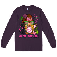 Plum cat mom  life gnome Long Sleeve Tee - BarkalooDesign