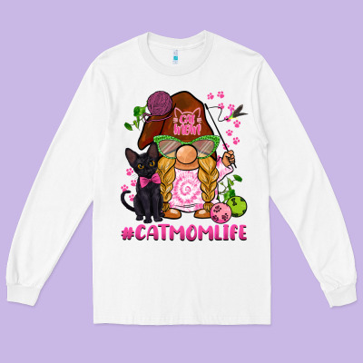 Cat Mom  Life Gnome Long Sleeve Tee Designed By Barkaloodesign