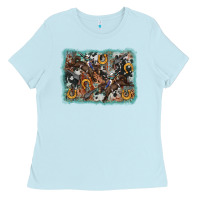 Baby Blue bucking bronco rodeo revolver western background Ladies Tee - AdoDesignShop