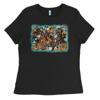 Black bucking bronco rodeo revolver western background Ladies Tee - AdoDesignShop