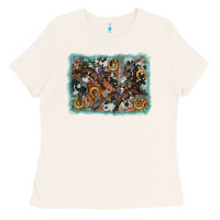 Bone bucking bronco rodeo revolver western background Ladies Tee - AdoDesignShop