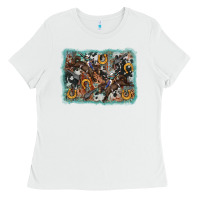 White bucking bronco rodeo revolver western background Ladies Tee - AdoDesignShop