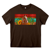 Chocolate Brown aztec horse cactus and sunflowers license plate template Heavy Core Tee - Artiststas
