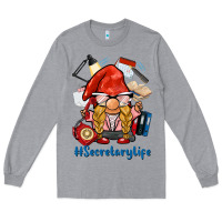 Heather Grey secretary life gnome Long Sleeve Tee - BarkalooDesign
