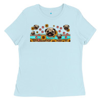 Baby Blue western pug dogs Ladies Tee - Jasminsmagicworld