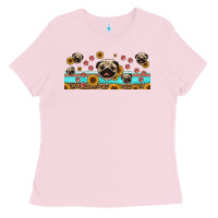 Bubblegum Pink western pug dogs Ladies Tee - Jasminsmagicworld