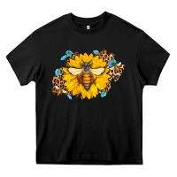 Black bee sunflower leopard Heavy Core Tee - AdoDesignShop