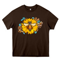 Chocolate Brown bee sunflower leopard Heavy Core Tee - AdoDesignShop