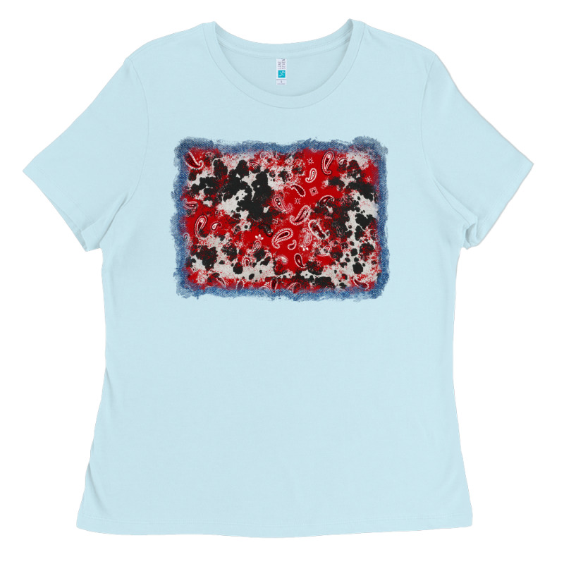 Bandana Cowhide Denim Background Ladies Tee by AdoDesignShop | Teevron
