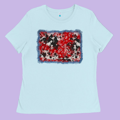 Bandana Cowhide Denim Background Ladies Tee Designed By Adodesignshop