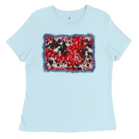 Baby Blue bandana cowhide denim background Ladies Tee - AdoDesignShop