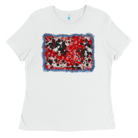 White bandana cowhide denim background Ladies Tee - AdoDesignShop