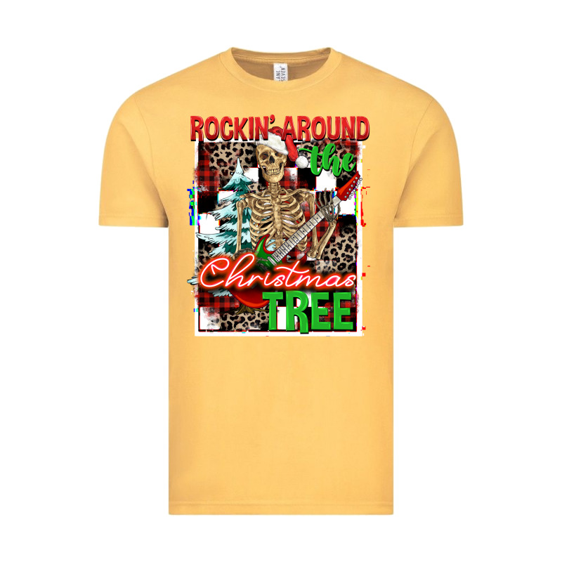 Rockin' Around The Christmas Tree Skeleton Vintage Tee by NancyCooperArtShop | Teevron