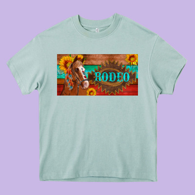 Aztec Horse Cactus And Sunflowers License Plate Template Heavy Core Tee Designed By Artiststas