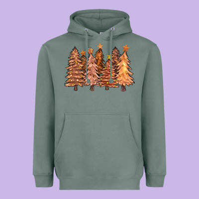 Melanin Christmas Trees With Lights Heavyweight Hoodie Designed By Fadigitalartstudio