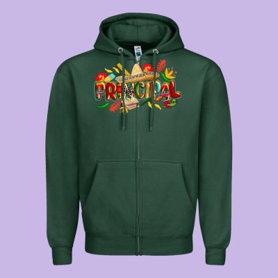 Cinco De Mayo Principal Zipper Hoodie Designed By Cowgirlartshop